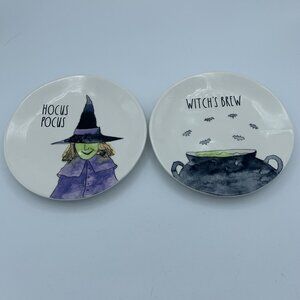 Rae Dunn Halloween 6" Plates Set of 2 “Hocus Pocus & Witch’s Brew”